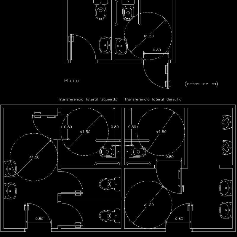 Disabilities Public Restrooms Suited For Wheelchairs DWG Block for