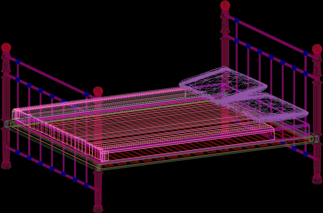 Double Bed 3d Dwg Model For Autocad • Designs Cad