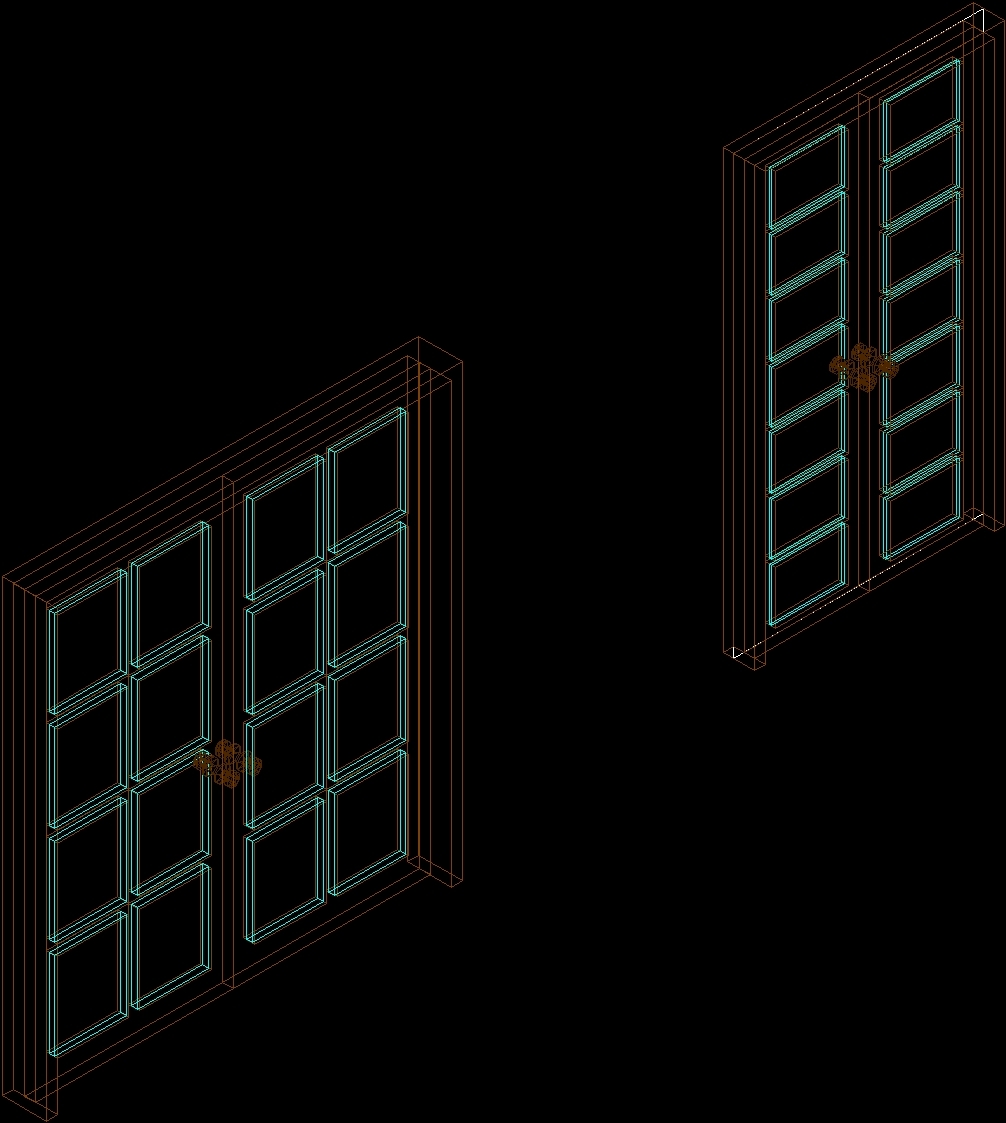 Double Door And Distributed Glass DWG Block for AutoCAD • Designs CAD