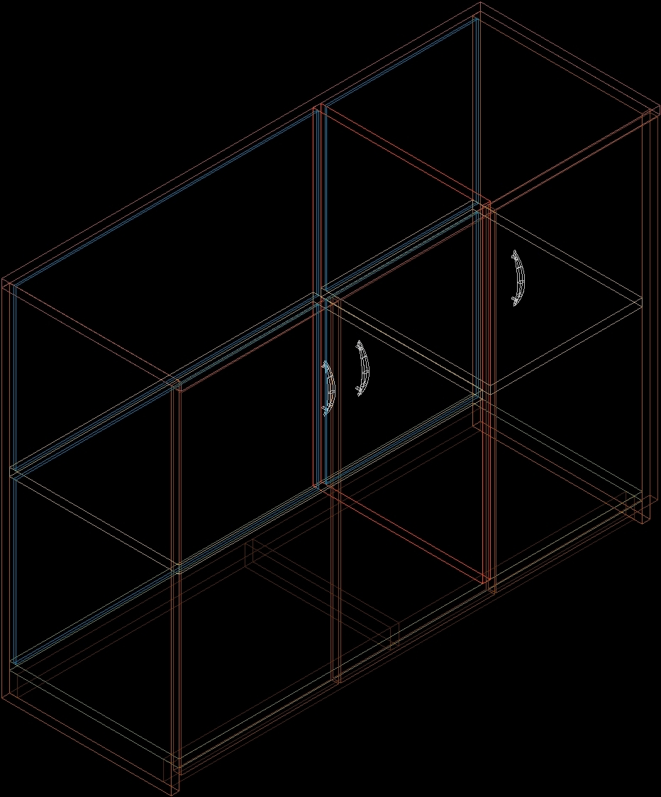 Furniture Three Door Credenza  DWG Block  for AutoCAD  