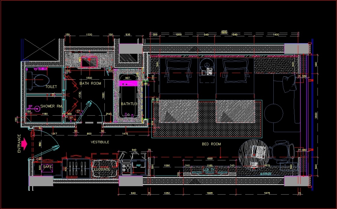 Hotel Room DWG Detail for AutoCAD  Designs CAD