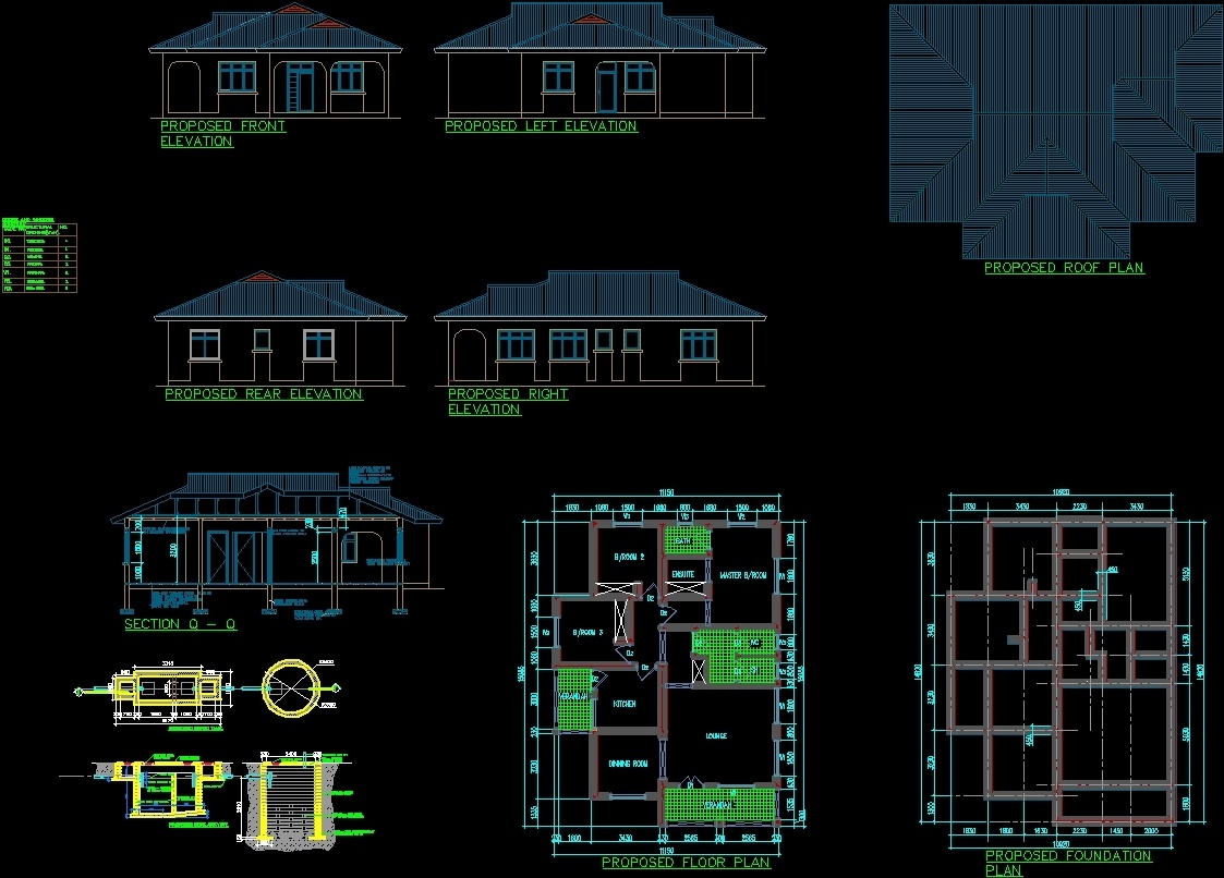 House Plan Three Bedroom DWG Plan for AutoCAD  Designs CAD