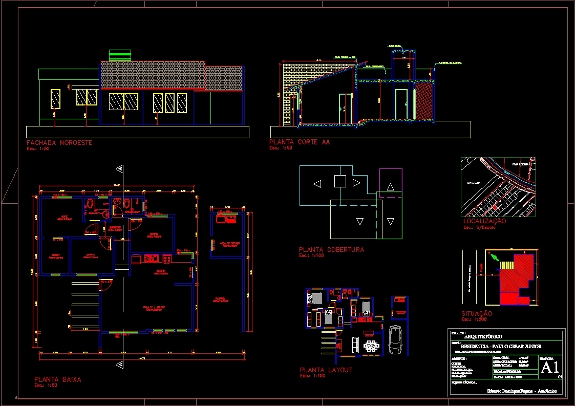 Housing 90m2 DWG Block for AutoCAD • Designs CAD