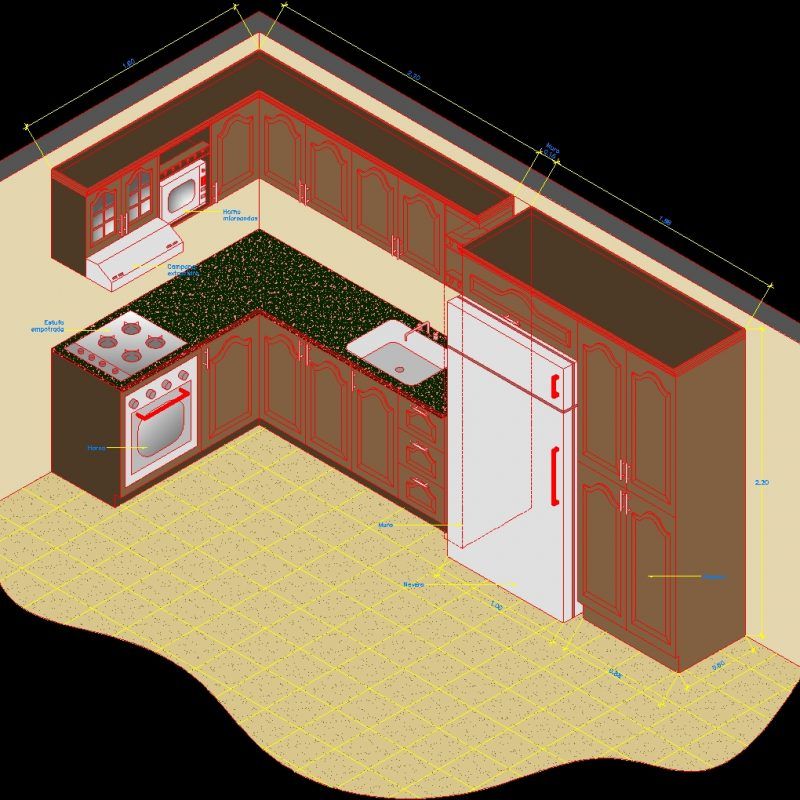 Isometric Kitchen Appliance DWG Block for AutoCAD • Designs CAD