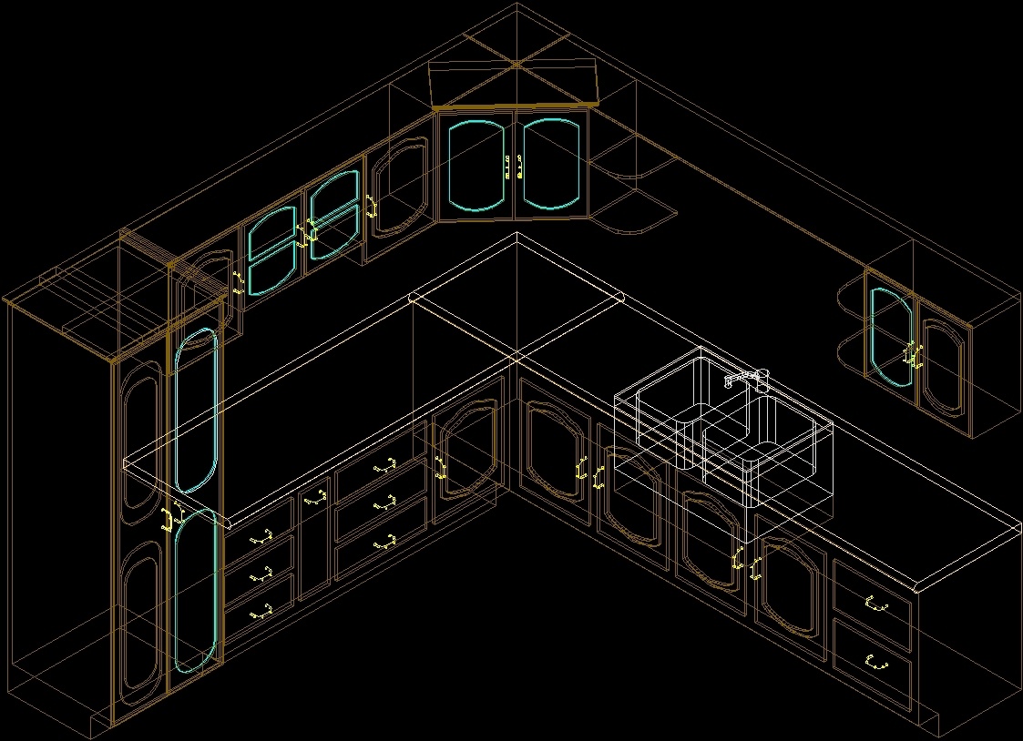 Kitchen 3D DWG Model For AutoCAD Designs CAD   Kitchen 3d Dwg Model For Autocad 99875 