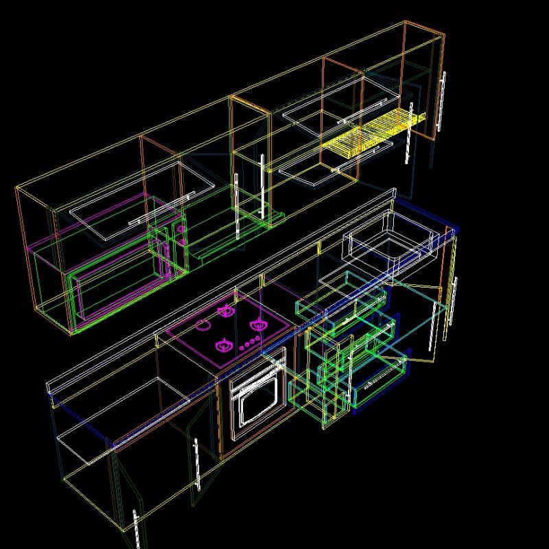 Kitchen Cabinet 02 3D DWG Model for AutoCAD • Designs CAD