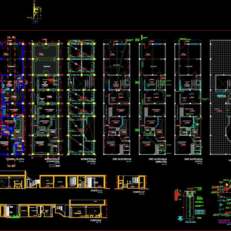 Linked House DWG Section for AutoCAD • Designs CAD