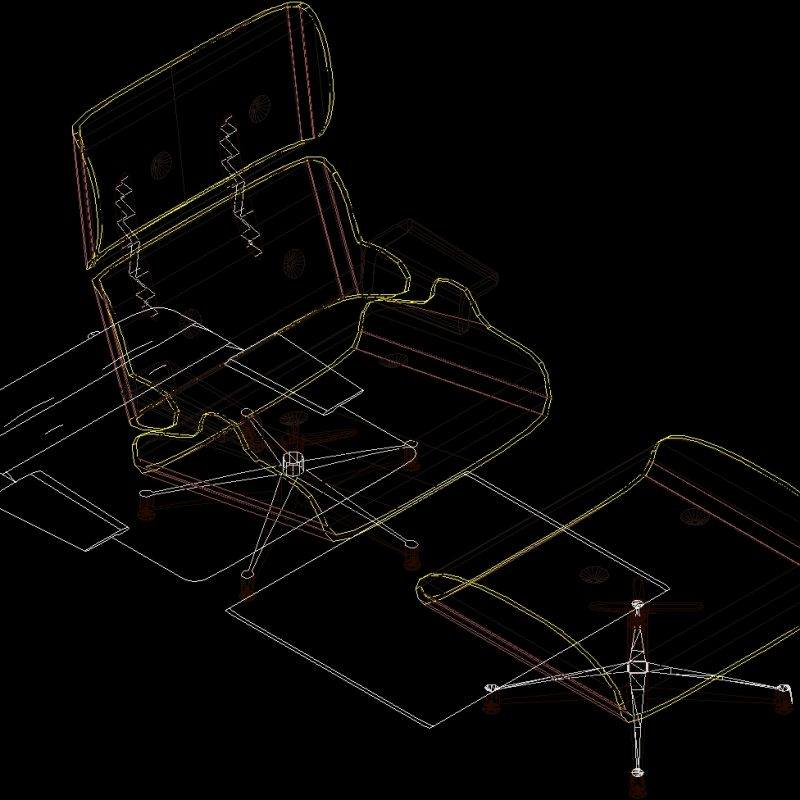 Long Chair 3D DWG Model for AutoCAD • Designs CAD