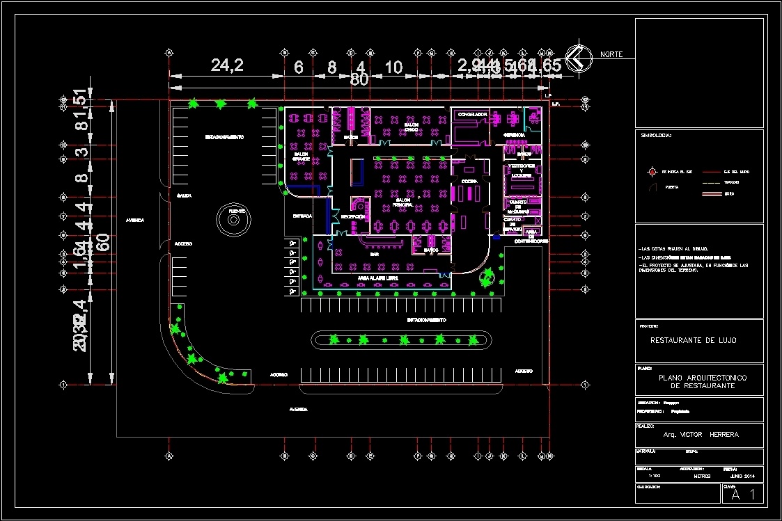 Luxury Restaurant With Bar 250 Dwg Block For Autocad • Designs Cad 4046