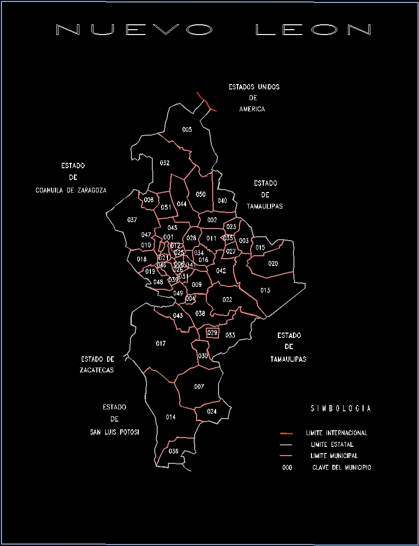 Map Of The State Of Nuevo Leon DWG Block for AutoCAD • Designs CAD