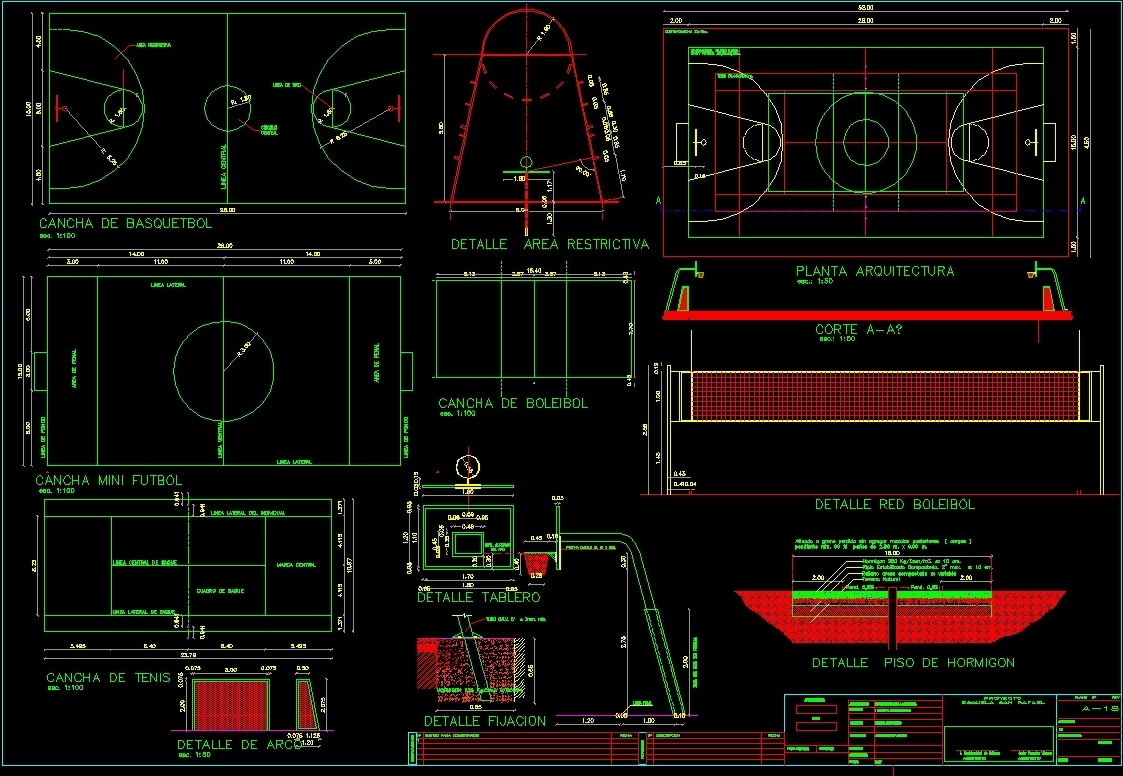 Multi Court DWG Detail for AutoCAD • Designs CAD