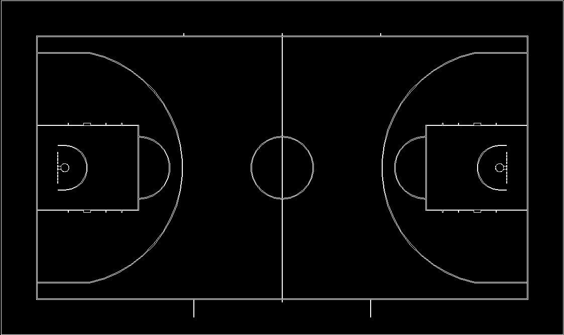 New F I B A Basketball Court Layout 2010 DWG Block for AutoCAD