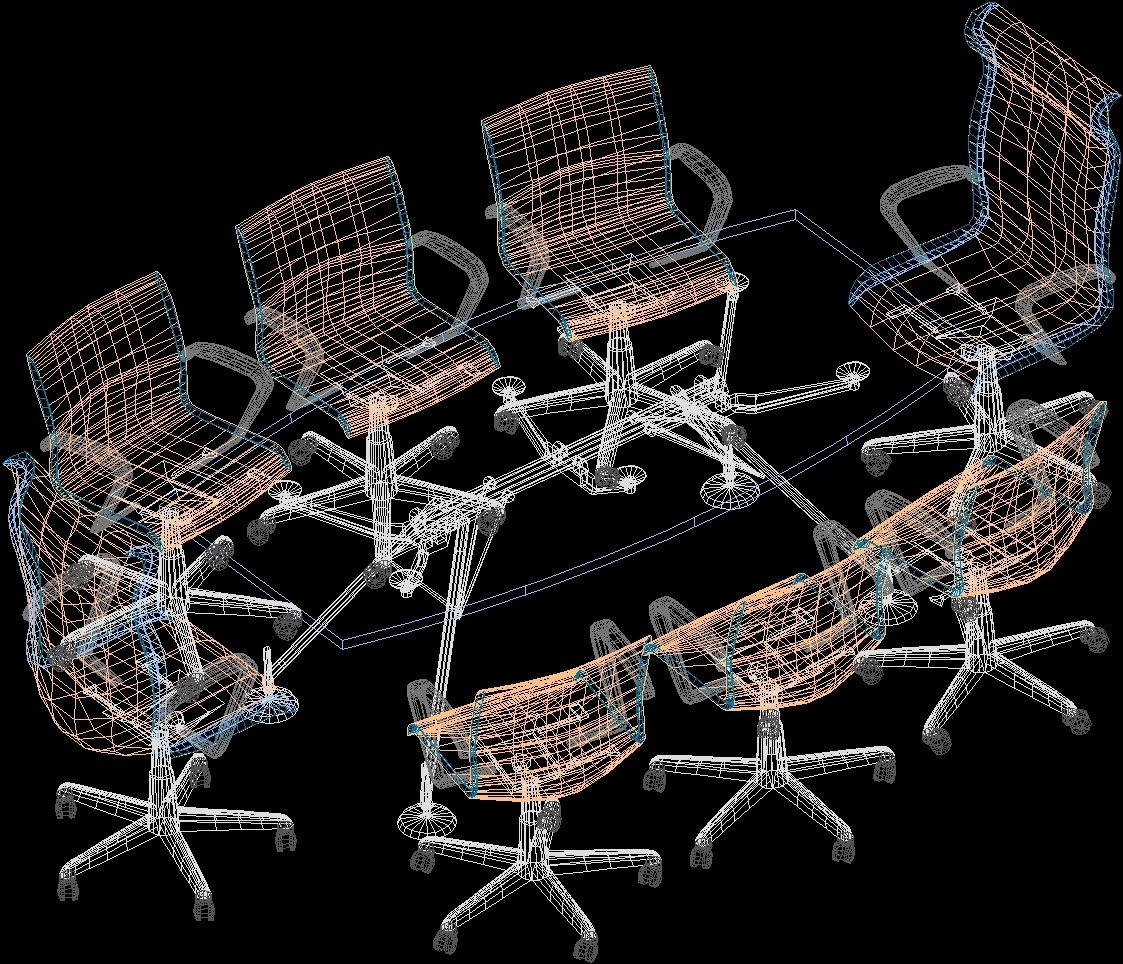 Office Table And Chairs 3D DWG Model for AutoCAD • Designs CAD