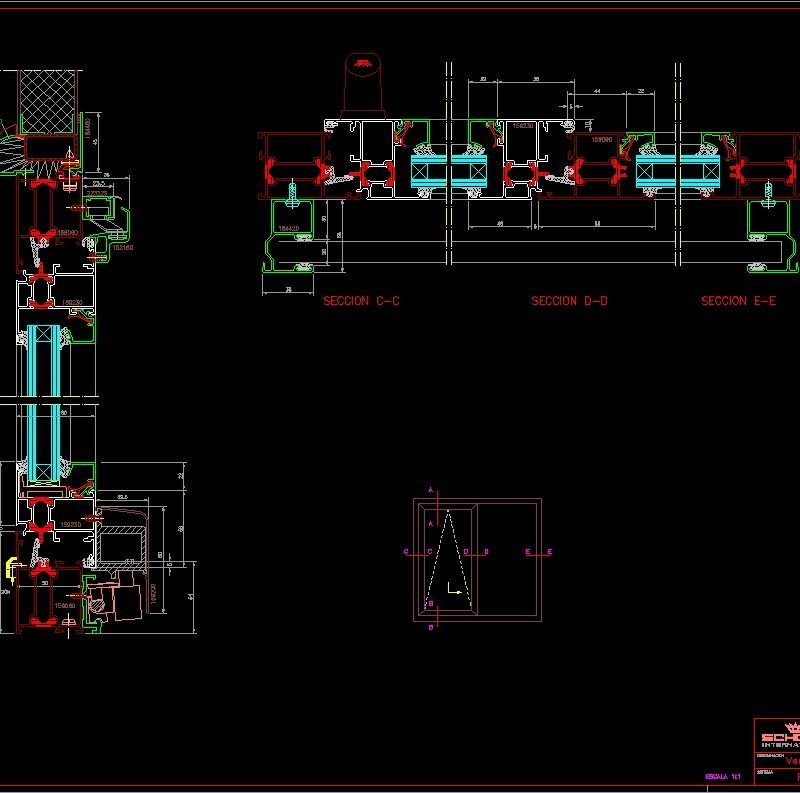 Oscilate / Sliding Window Detail DWG Section for AutoCAD • Designs CAD