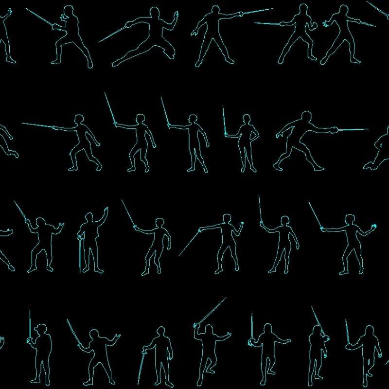 People Silhouettes Fencing DWG Block for AutoCAD • Designs CAD