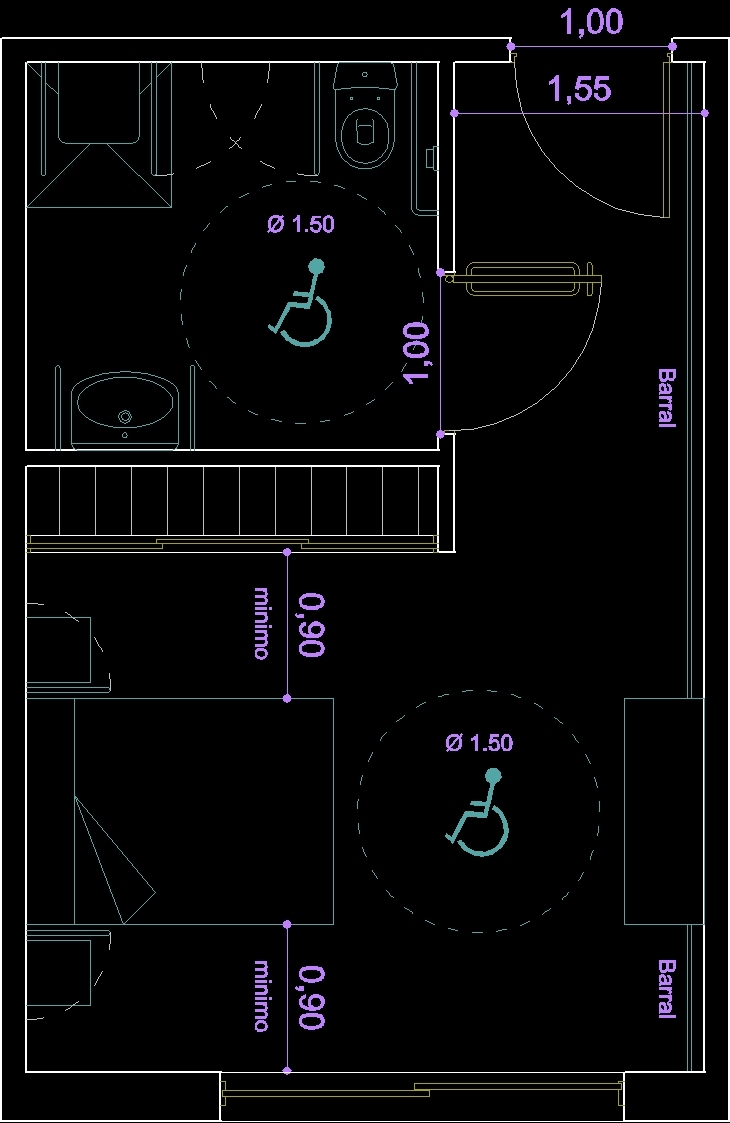 People With Disabilities Bedroom Plant DWG Plan for AutoCAD