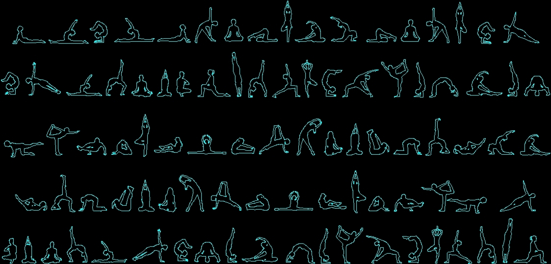 Pilates And Yoga People Silhouettes DWG Elevation for AutoCAD • Designs CAD
