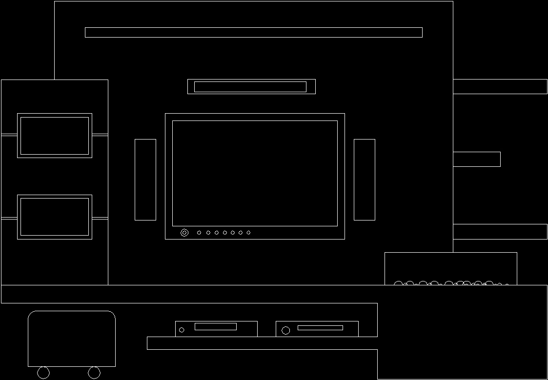 Plasma Tv Cabinet With Drawers DWG Elevation for AutoCAD 