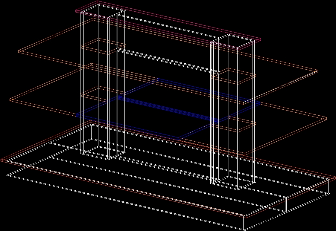 Product Display Stand, Melamine, Center Aisle DWG Model for AutoCAD