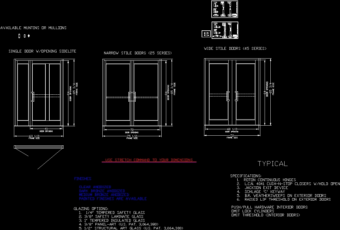 Push/Pull Hardware Interior Doors DWG Block for AutoCAD • Designs CAD