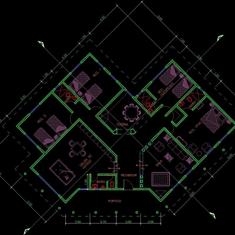 Rustic House DWG Section for AutoCAD • Designs CAD