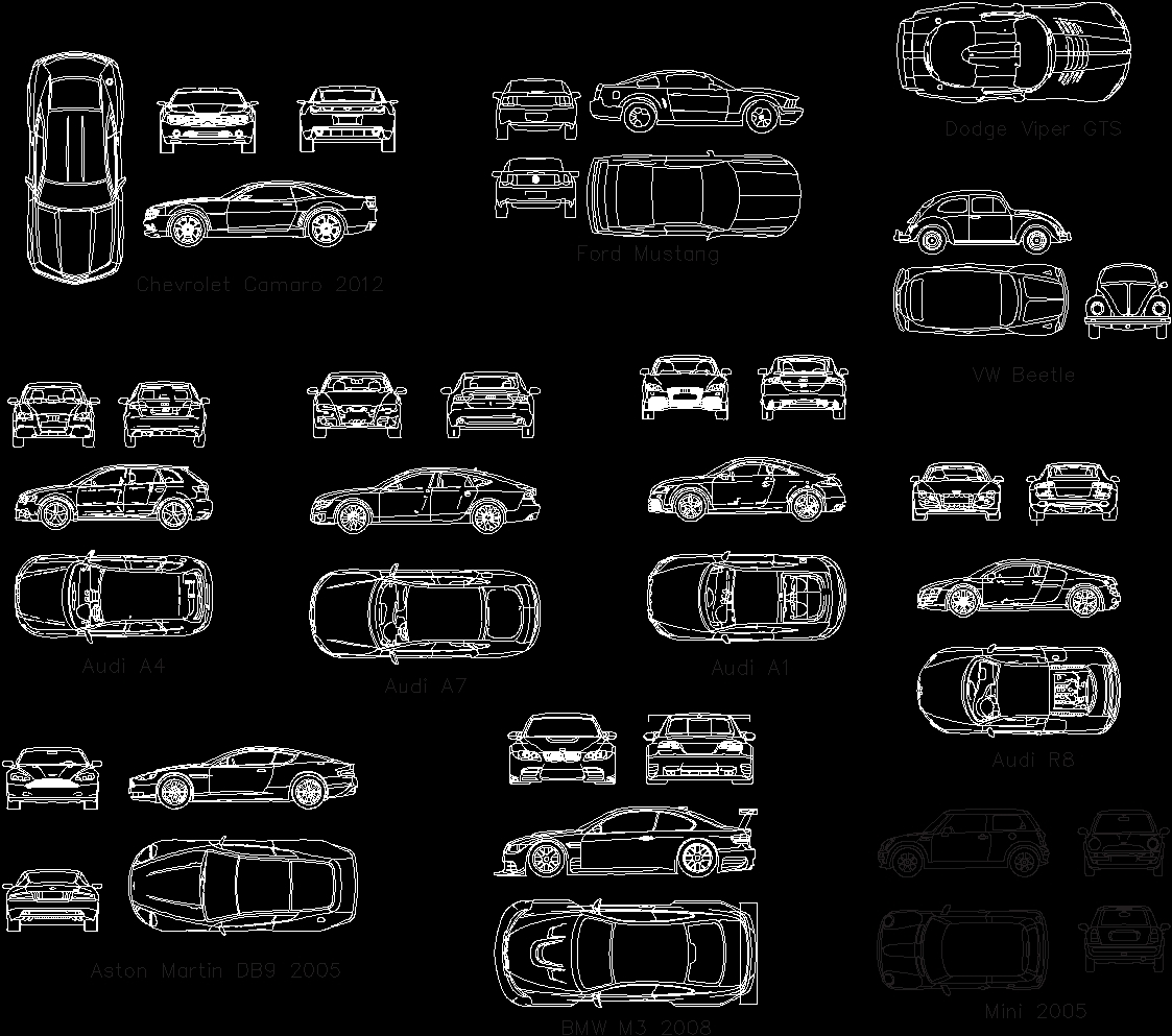 Several Cars DWG Block for AutoCAD Designs CAD