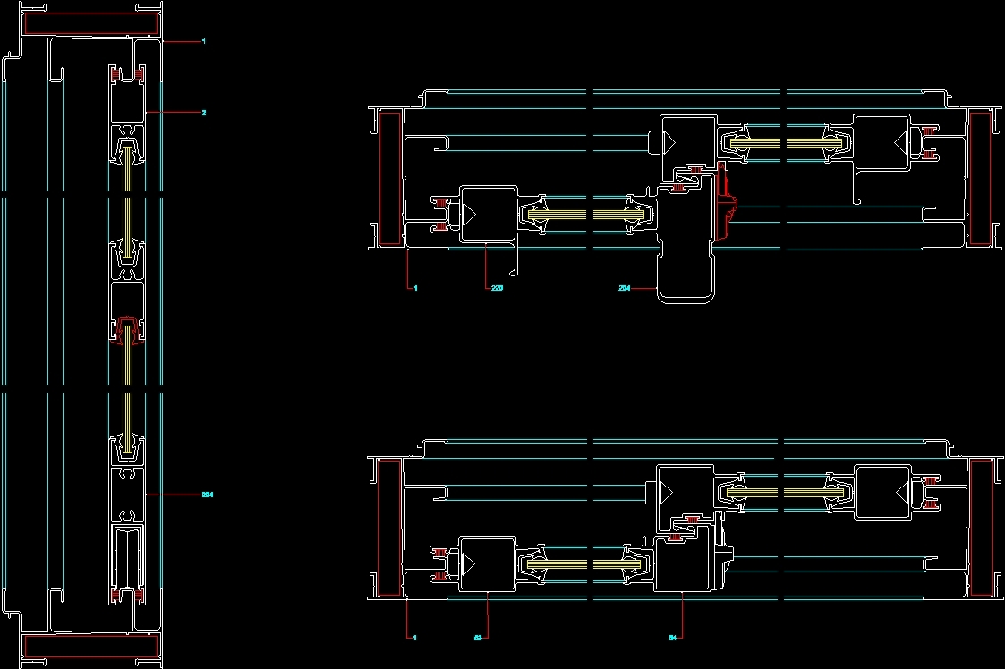 sliding glass door details dwg