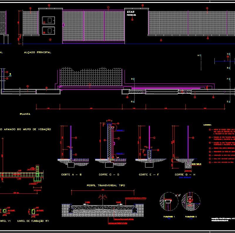 Sliding Gate 4m With Constructive Details DWG Detail for AutoCAD