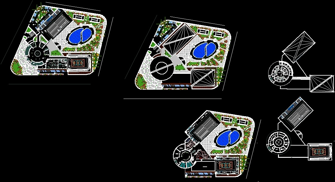 Sports Club, Olympic Pool, Courts, Dormitory For Teams DWG Block for