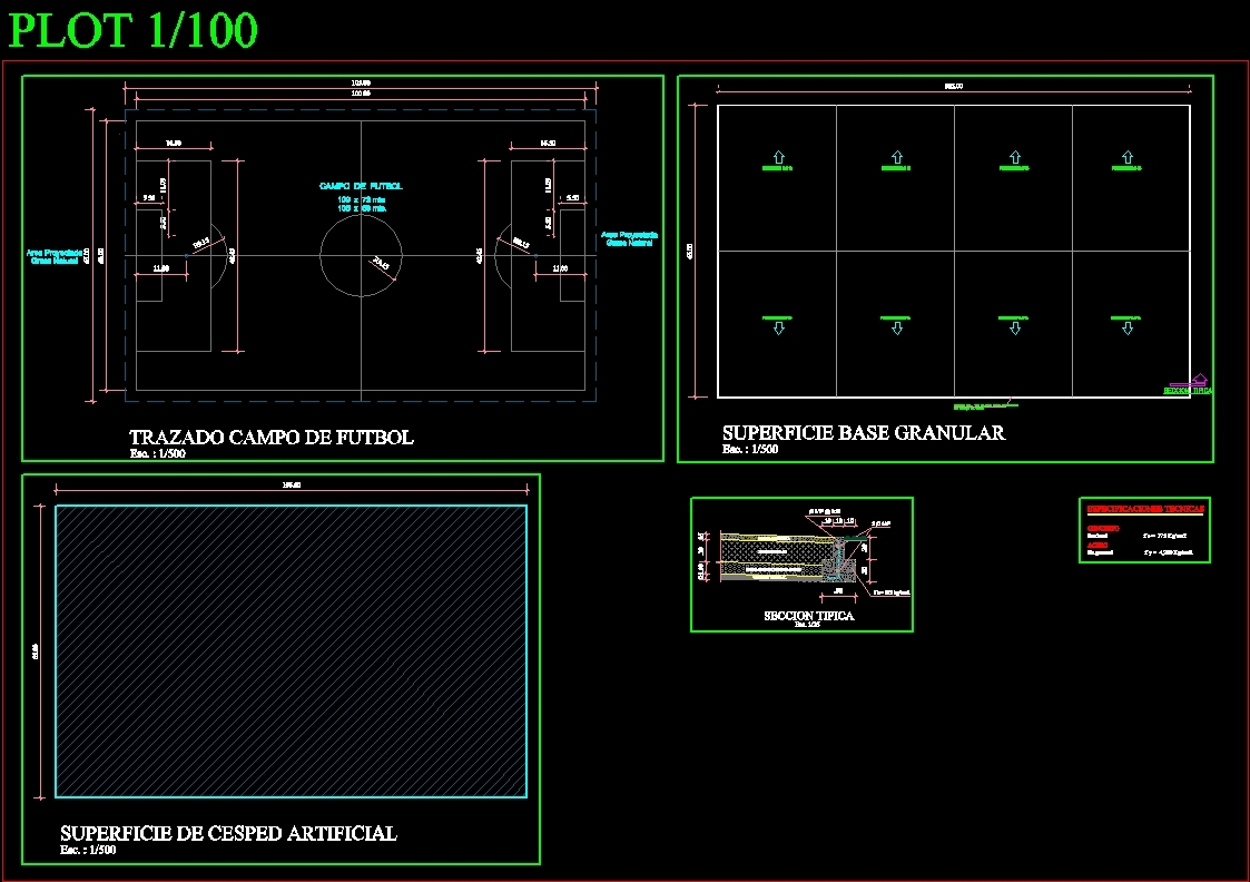 Tennis Soccer And Fronton Court Details DWG Detail for AutoCAD