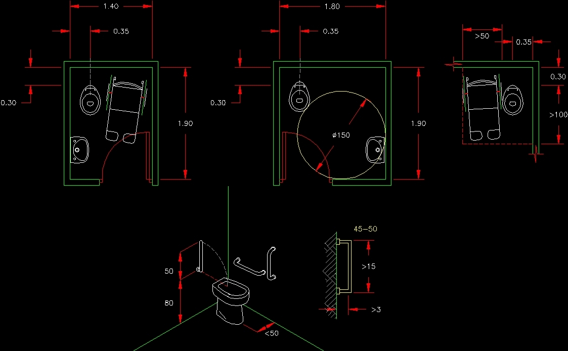 Toilet Disable Persons DWG Plan for AutoCAD • Designs CAD