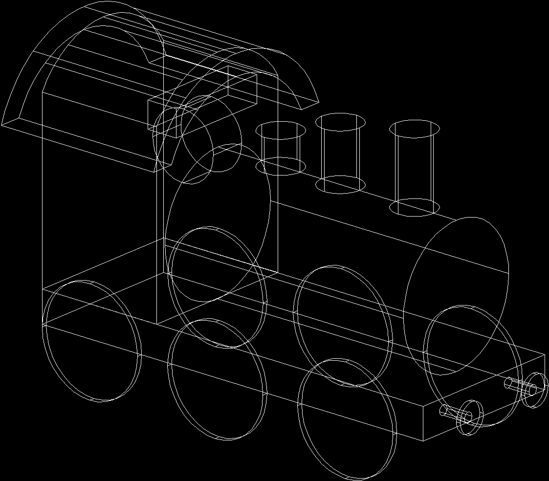 3d Model Of Train Engine Cad Block Layout File In Autocad Format ...