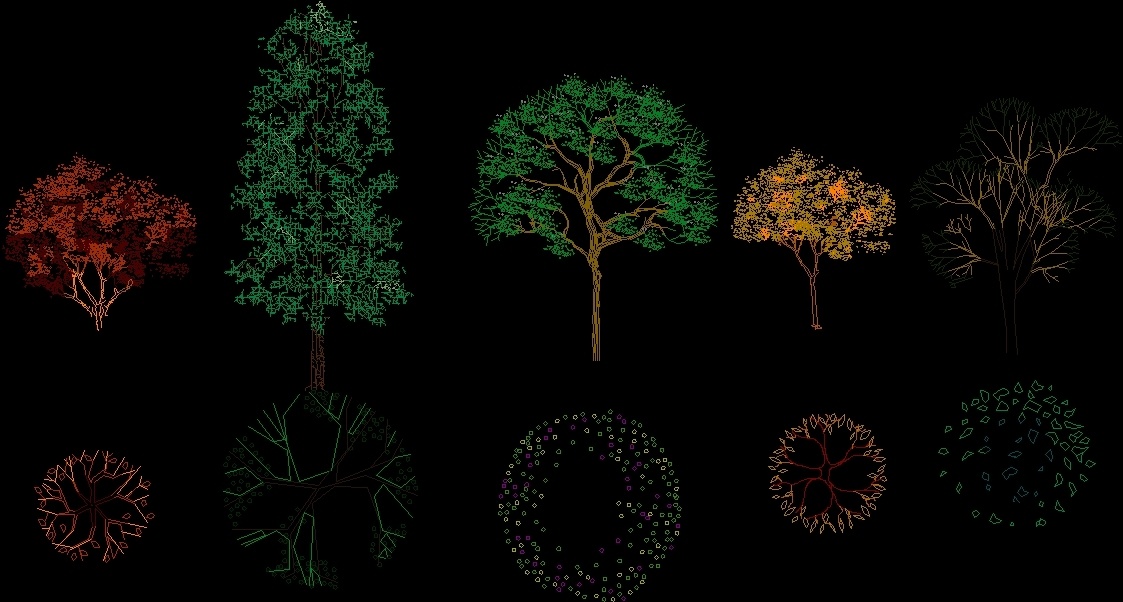 free download cad blocks trees and plants