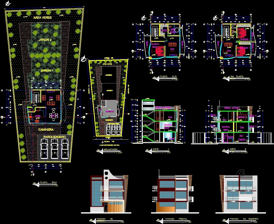 Two Stories House DWG Block for AutoCAD • Designs CAD