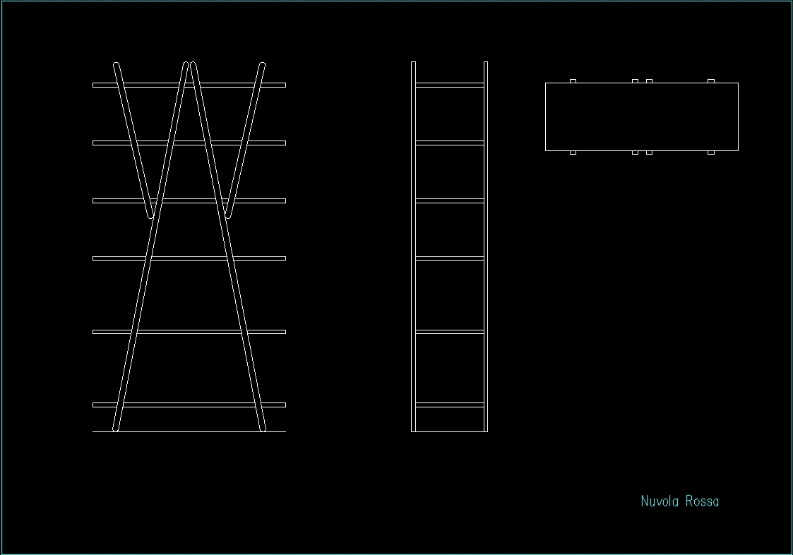 Vico Magistretti Nouvola Rossa Bookcase 2D DWG Block for AutoCAD