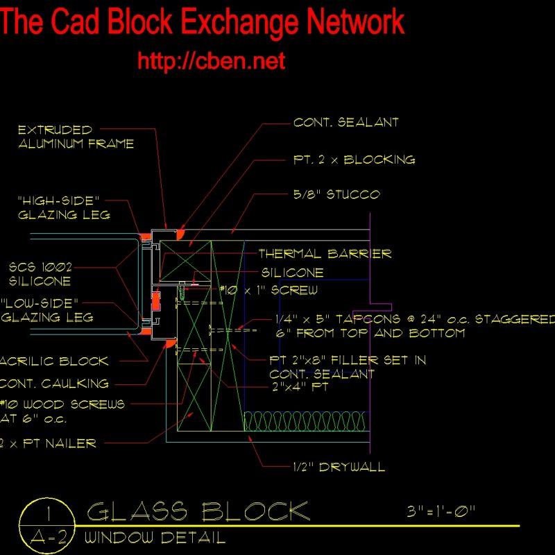 Window Detail - Glass Block DWG Detail for AutoCAD • Designs CAD
