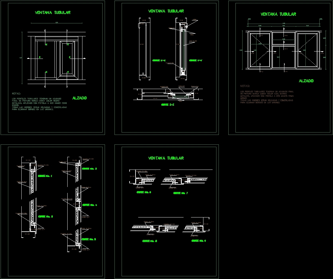 Windows Tubular Carpentry DWG Plan for AutoCAD • Designs CAD