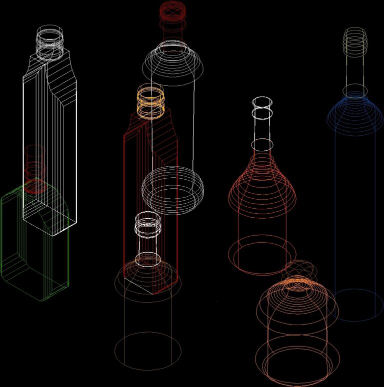 Wine Bottles 3D DWG Model for AutoCAD | Designs CAD