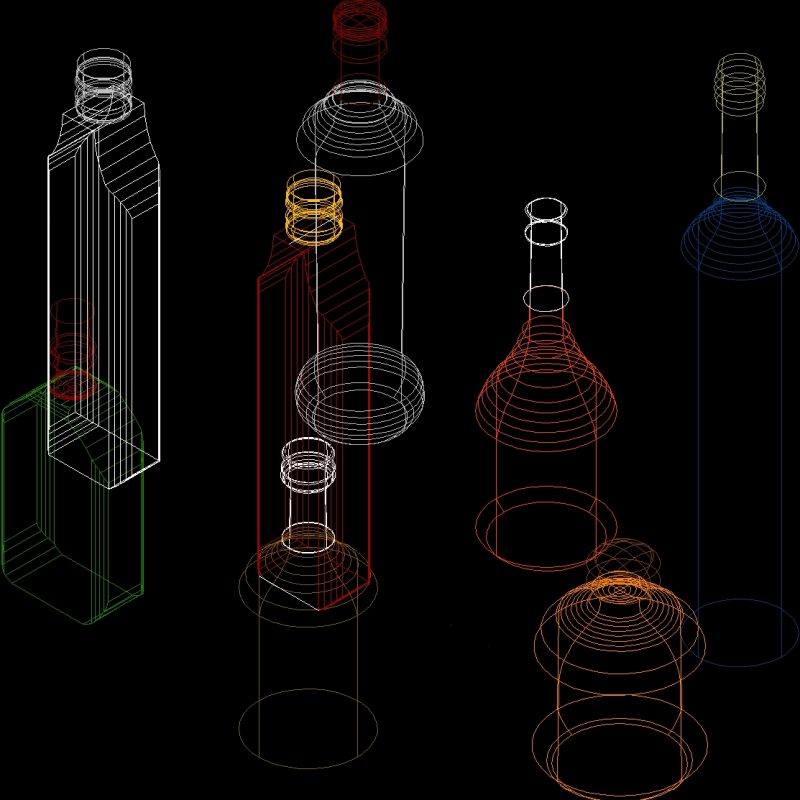 Wine Bottles 3D DWG Model for AutoCAD • Designs CAD