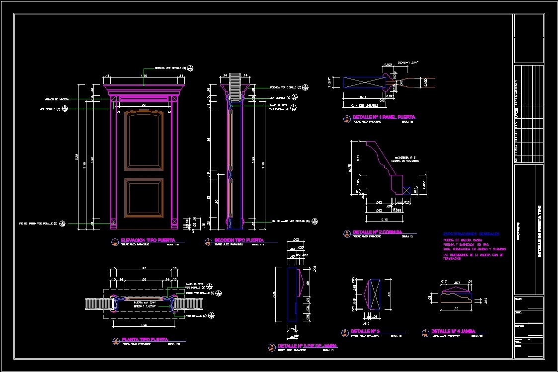 Wooden Door With Molds Details Dwg Detail For Autocad Designs Cad | My ...