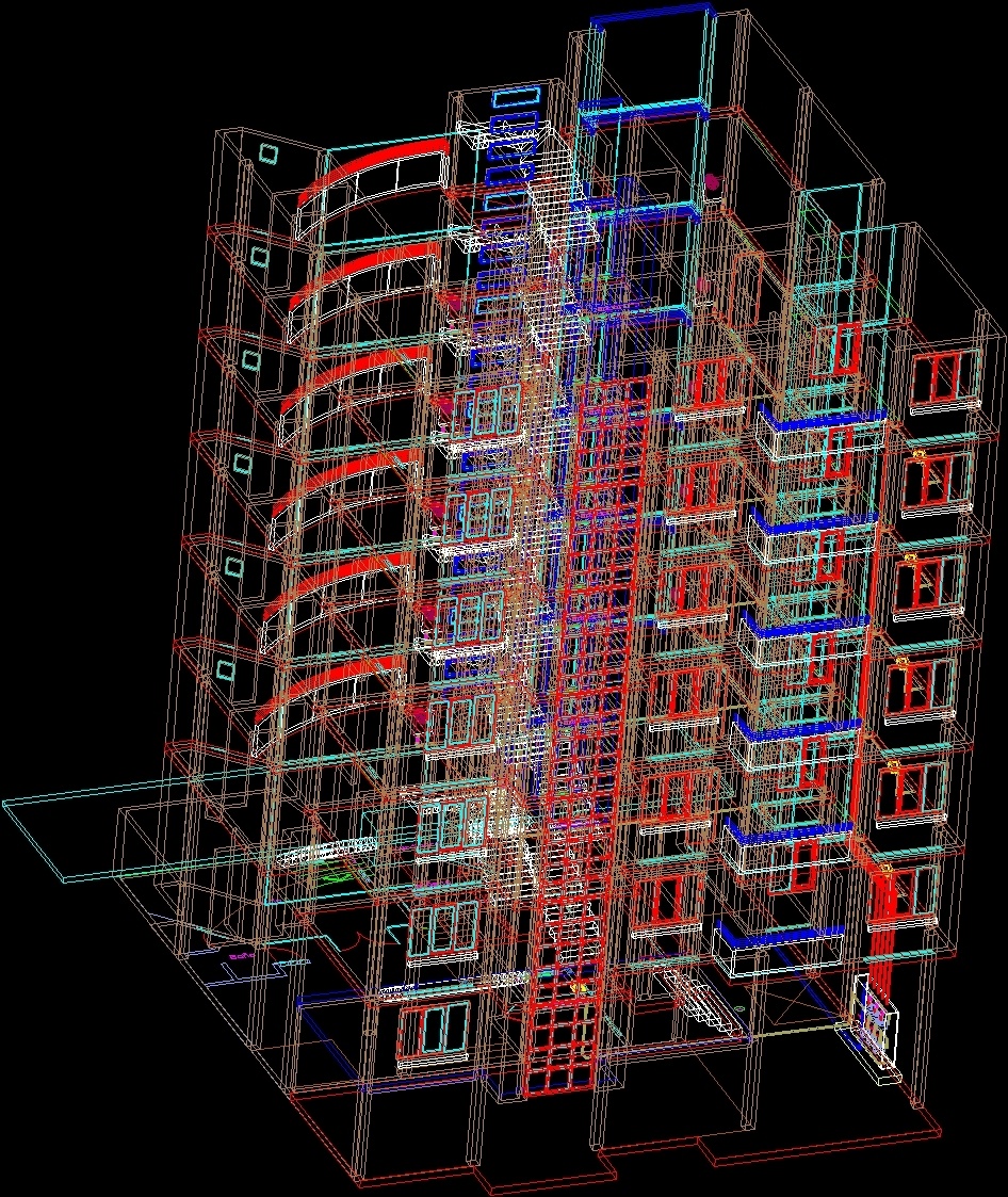 Apartment Building 3D DWG Model for AutoCAD • Designs CAD