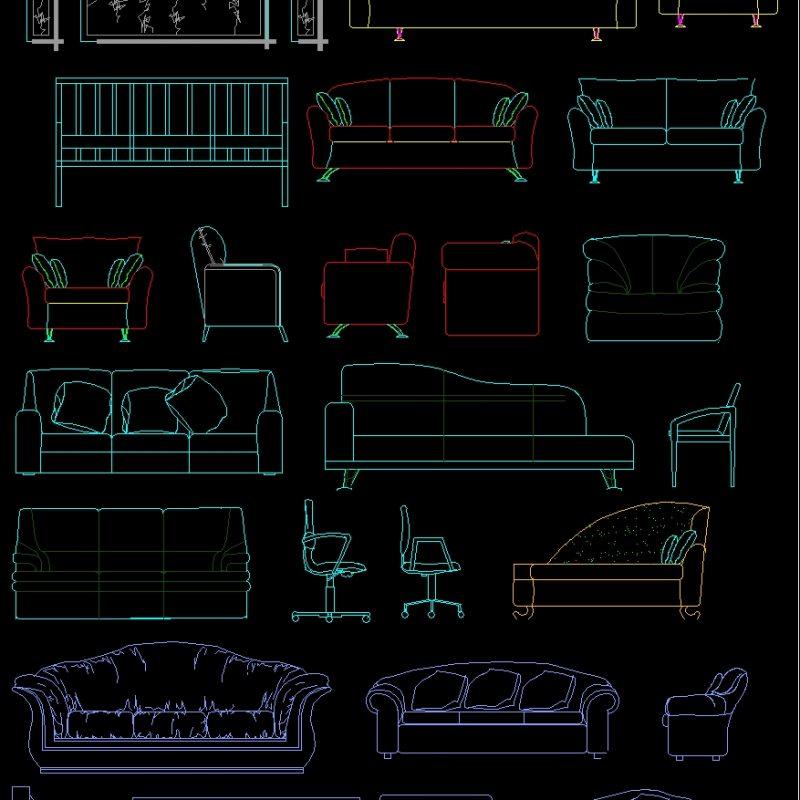 Armchairs Elevation 2D DWG Elevation for AutoCAD • Designs CAD