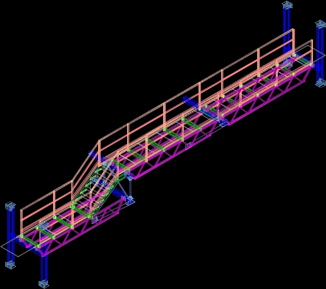 Catwalk For People Pedestrian Bridge 3D DWG Model for 