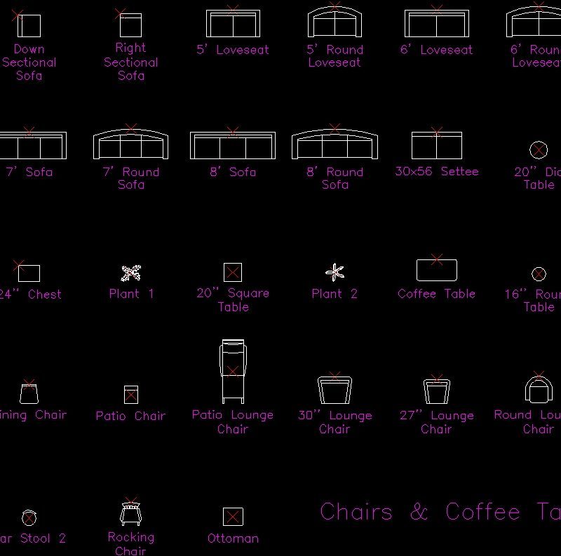 Chairs And Coffee Tables DWG Block for AutoCAD • Designs CAD