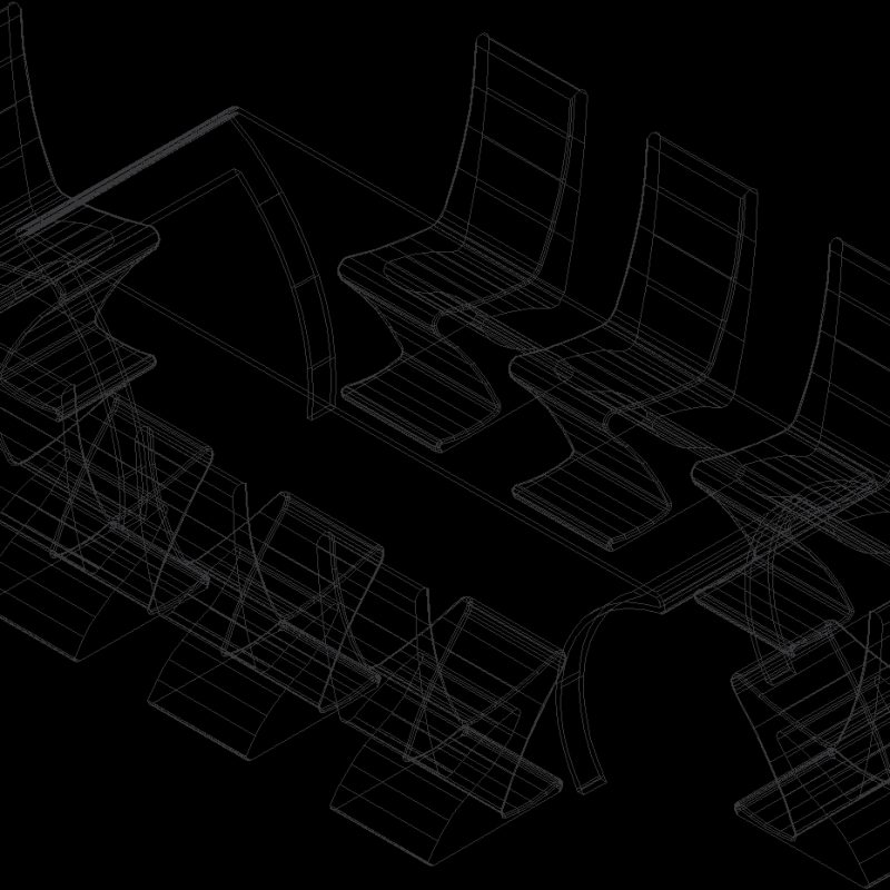 Dining Set 3D DWG Model for AutoCAD • Designs CAD