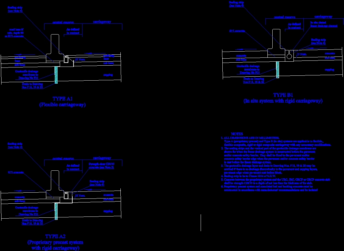 Edge Of Pavement Details Central Reserve Linear Drainage System With