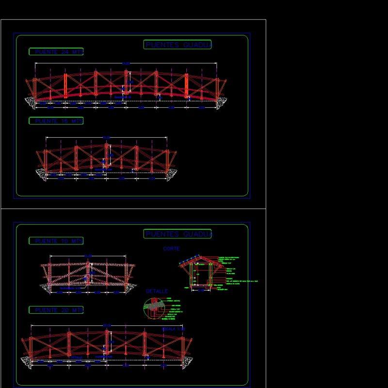 Pedestrian Bridges From Guadua DWG Detail for AutoCAD • Designs CAD