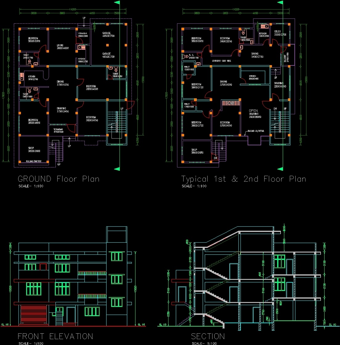 Residence DWG Section for AutoCAD • Designs CAD