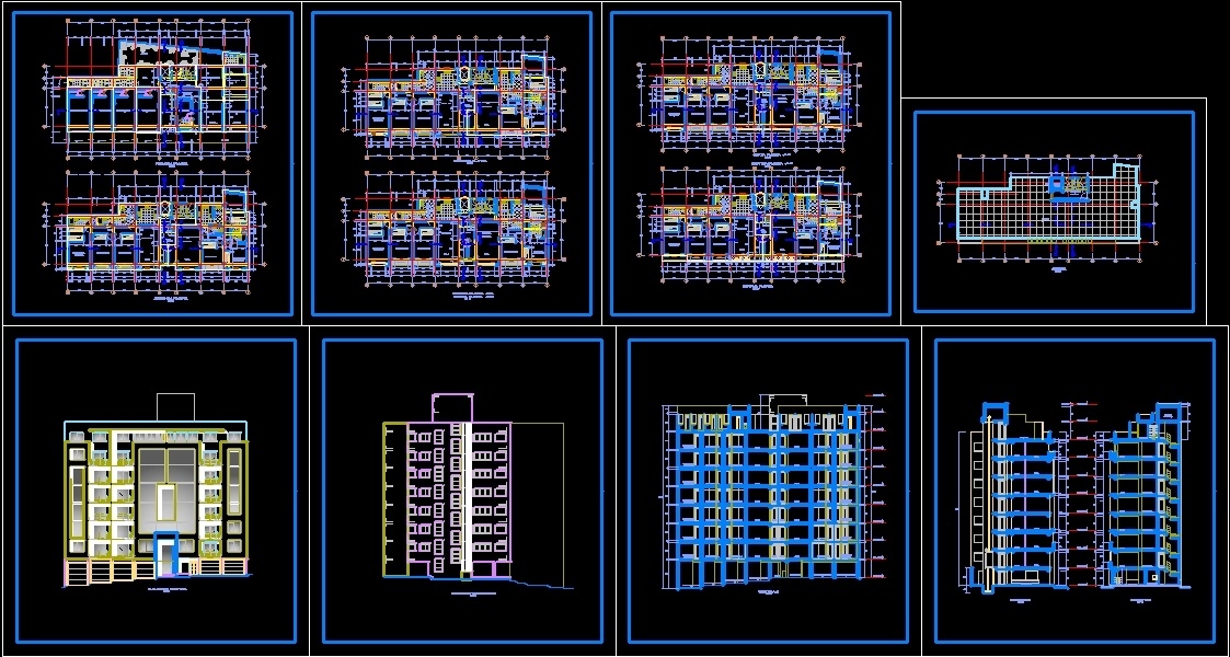 Residential Building 7 Levels DWG Plan for AutoCAD 