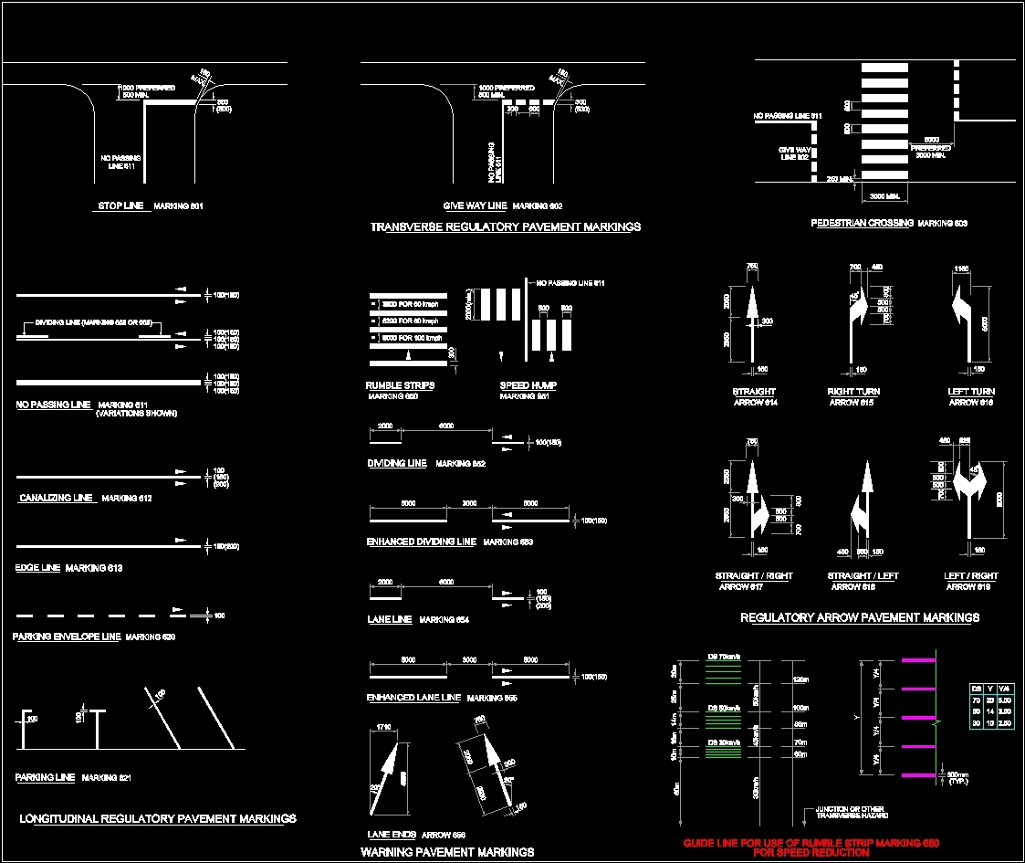 Road Marking Details DWG Detail for AutoCAD • Designs CAD